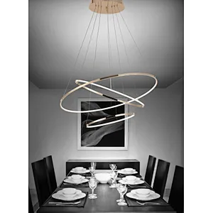 Modern luxury golden 3 rings LED chandelier pendant light