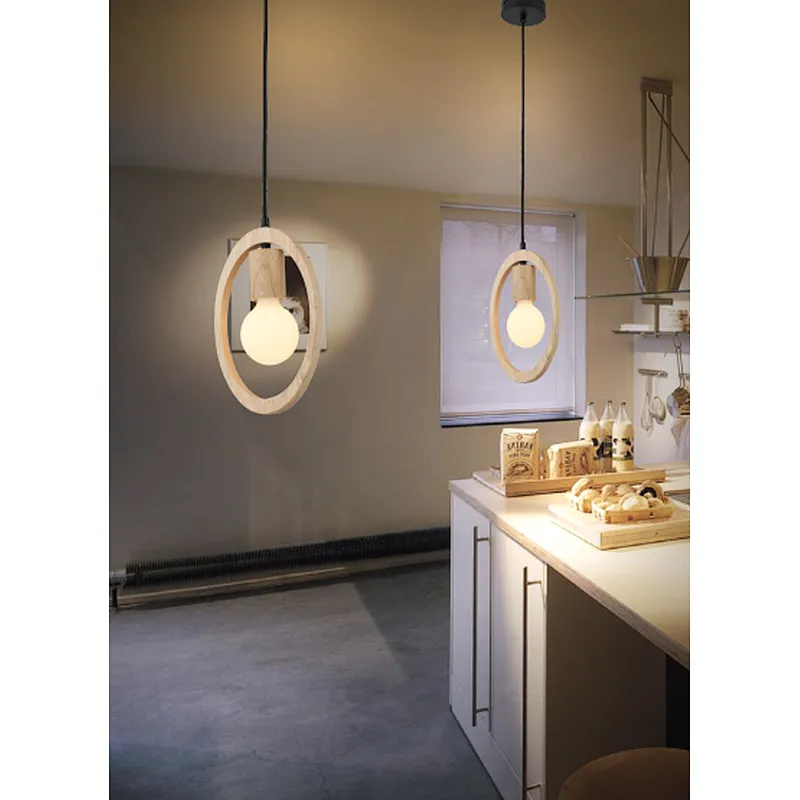Nordic style modern natural wooden pendant light