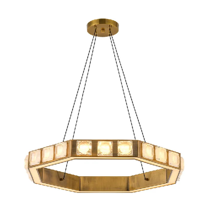 Nordic style golden modern luxury LED crystal pendant light
