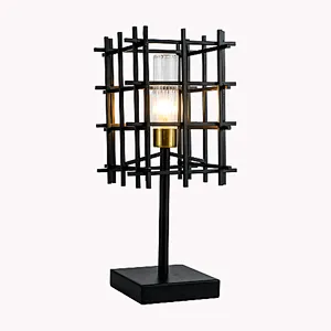 Northern Europe modern iron art black table lamp