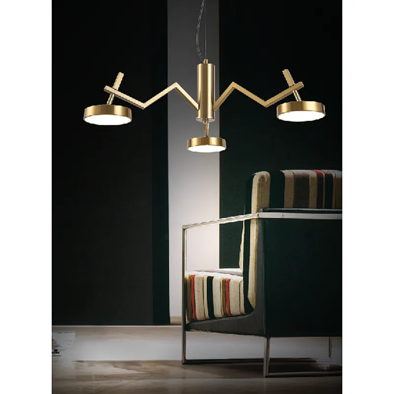 Nordic copper modern led 3*6W chandelier pendant light