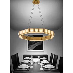 Nordic style golden modern luxury LED crystal pendant light