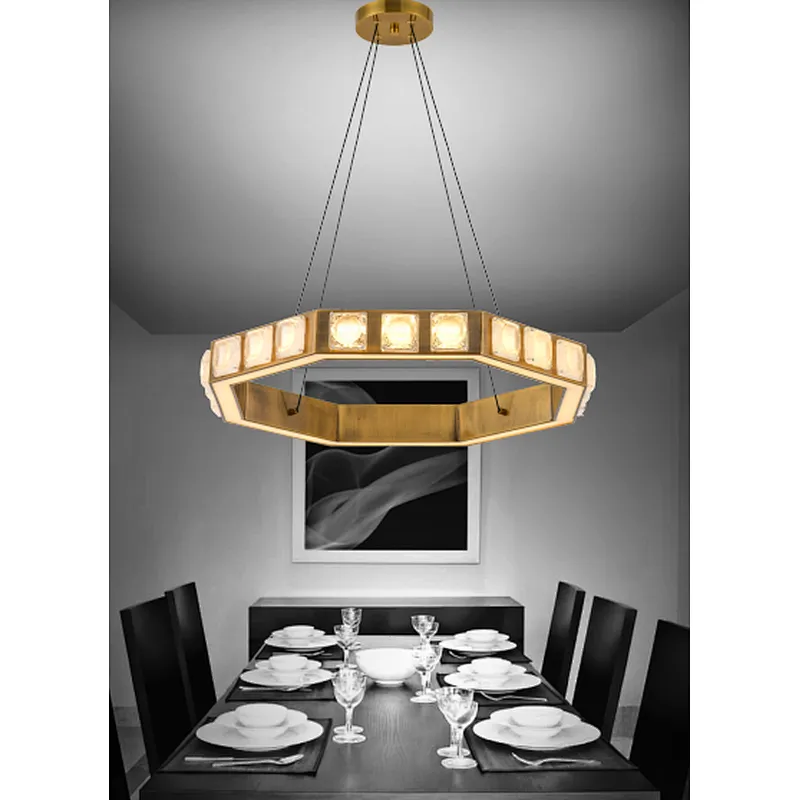 Nordic style golden modern luxury LED crystal pendant light