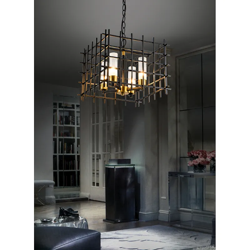 Modern feature industrial style black metal pendant light