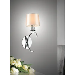 European style modern wall lamp chrome with white fabric