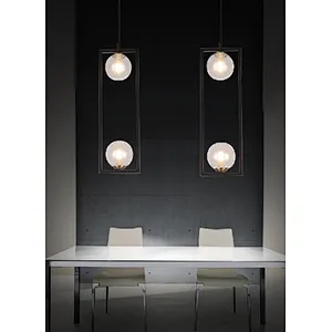Nordic style modern metal square - frame dining pendant light