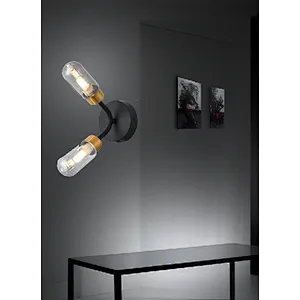 New European style modern double smoke grey glass wall lamp