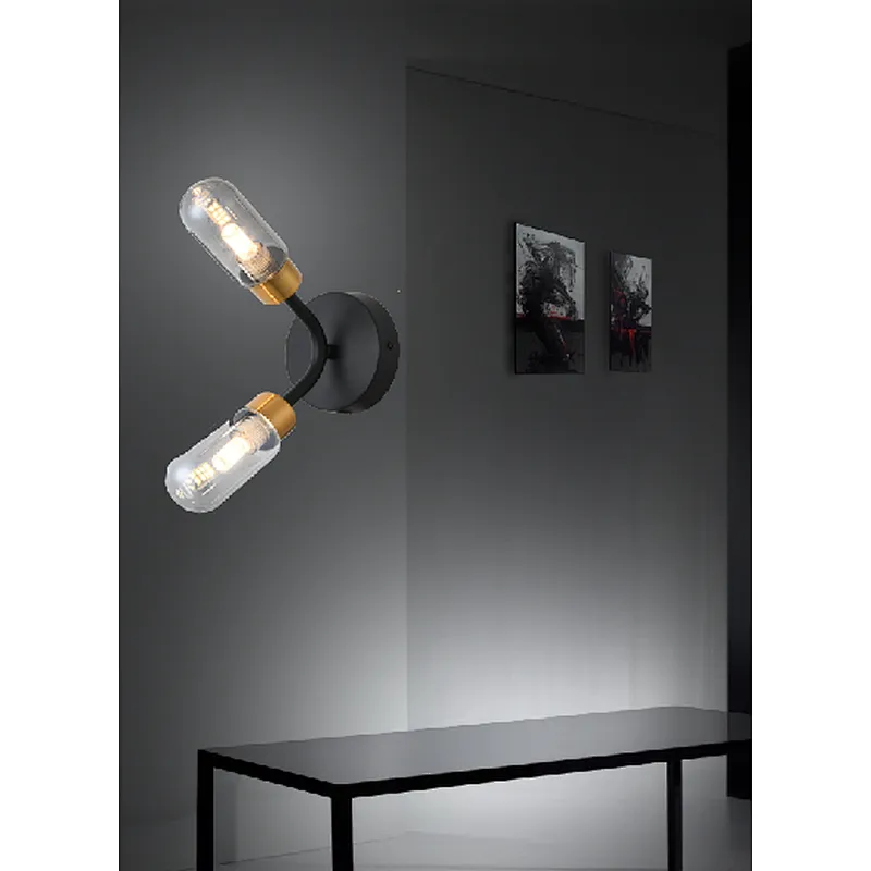 New European style modern double smoke grey glass wall lamp