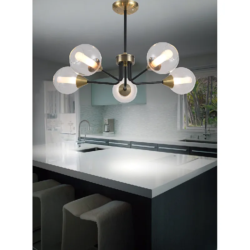 Chinese new modern contracted 5 lights glass ceiling light