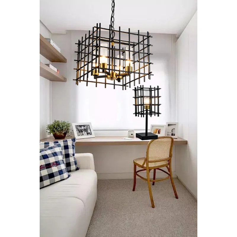 Northern Europe modern iron art black table lamp