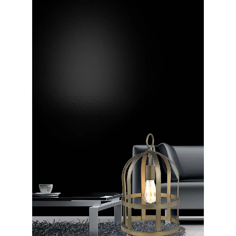 American industrial style painted antique metal cage table lamp