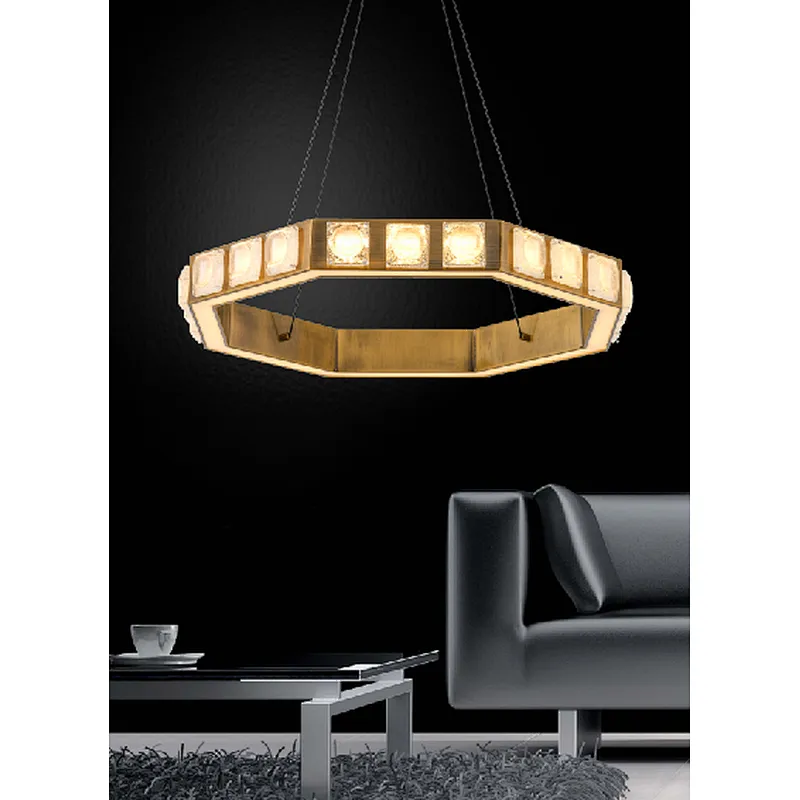 Nordic style golden modern luxury LED crystal pendant light