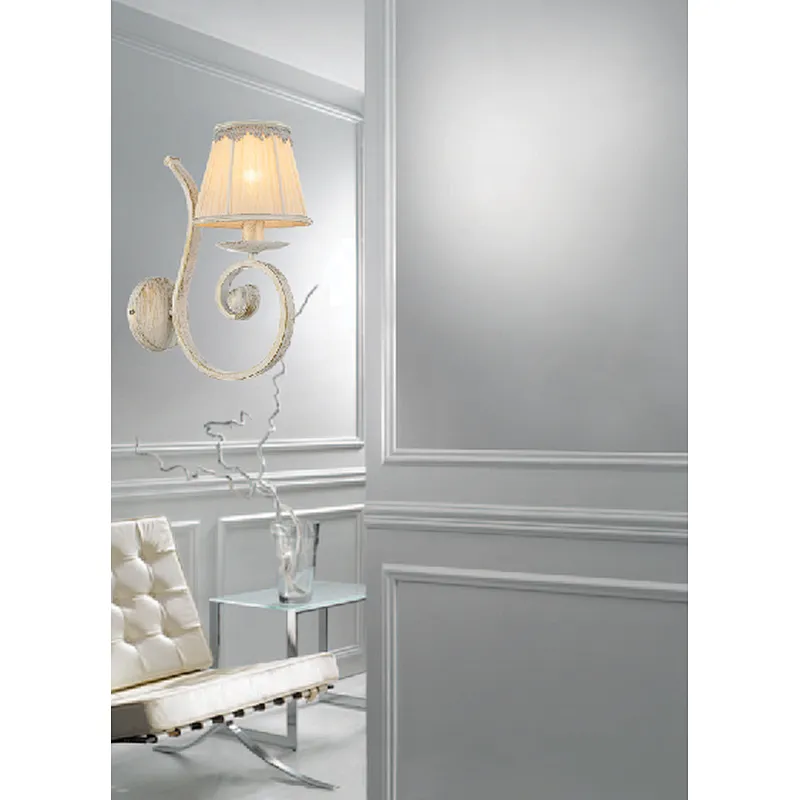 European style vintage wall light E27 with fabric shade