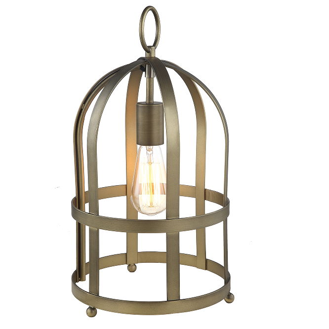 American industrial style painted antique metal cage table lamp