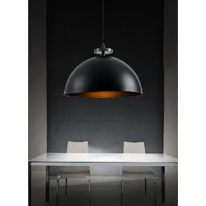 American modern black metal hemisphere dining pendant light