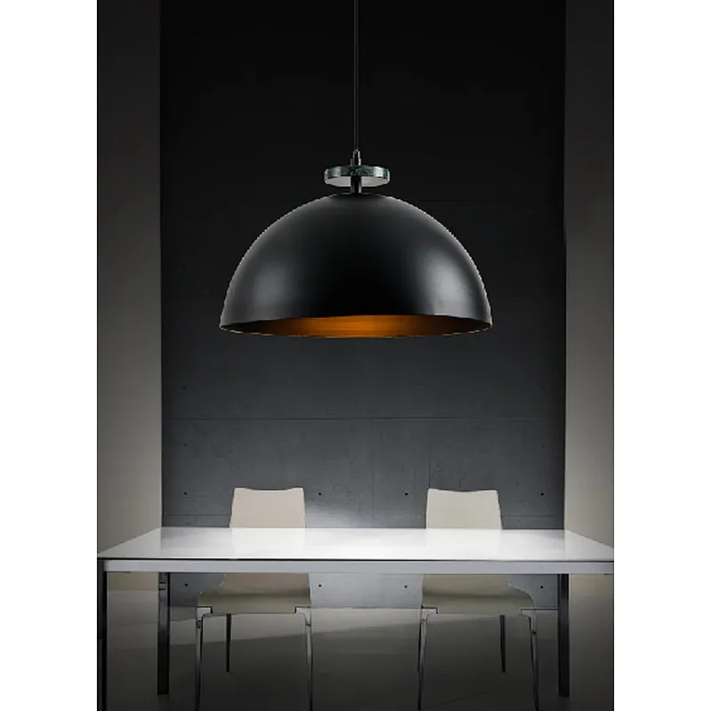 American modern black metal hemisphere dining pendant light