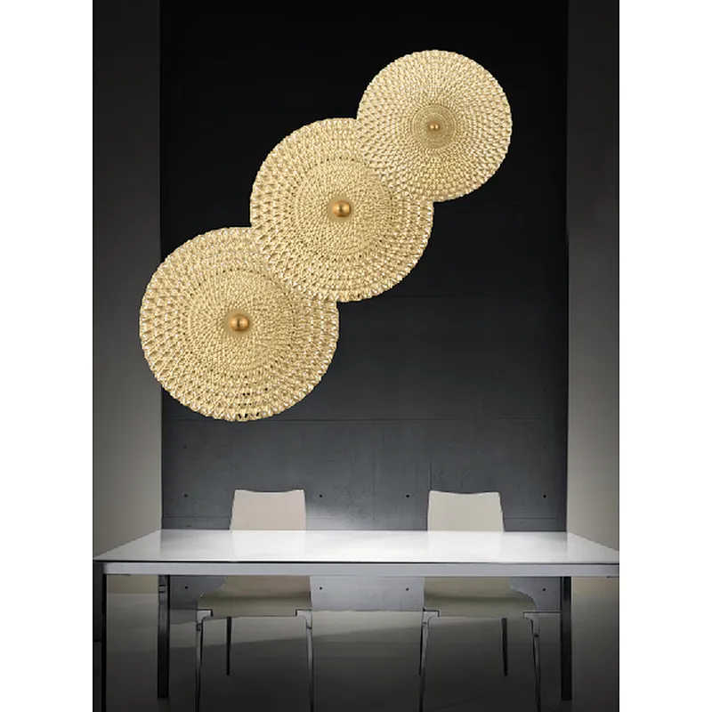 Nordic style modern luxury metal round fancy LED wall lamp