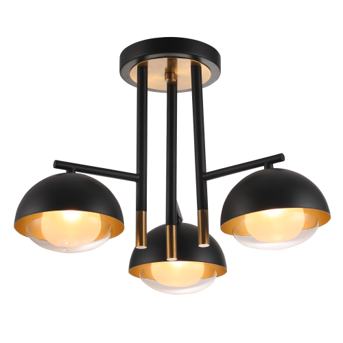 American modern industrial style iron ceiling light with glass shade
