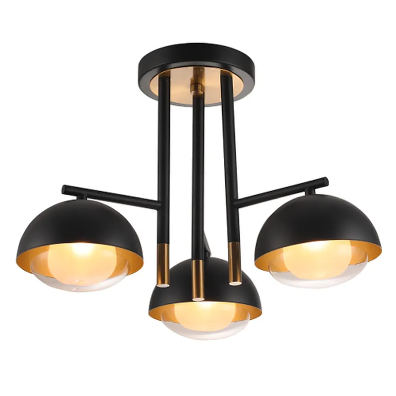 American modern industrial style iron ceiling light with glass shade