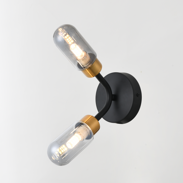 New European style modern double smoke grey glass wall lamp