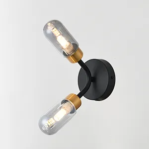 New European style modern double smoke grey glass wall lamp