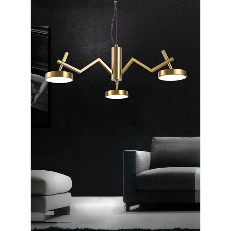 Nordic copper modern led 3*6W chandelier pendant light
