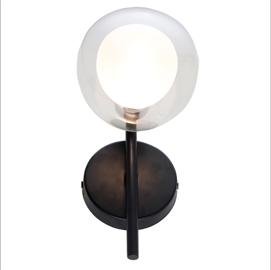 Nordic modern contracted black wall lamp with glass