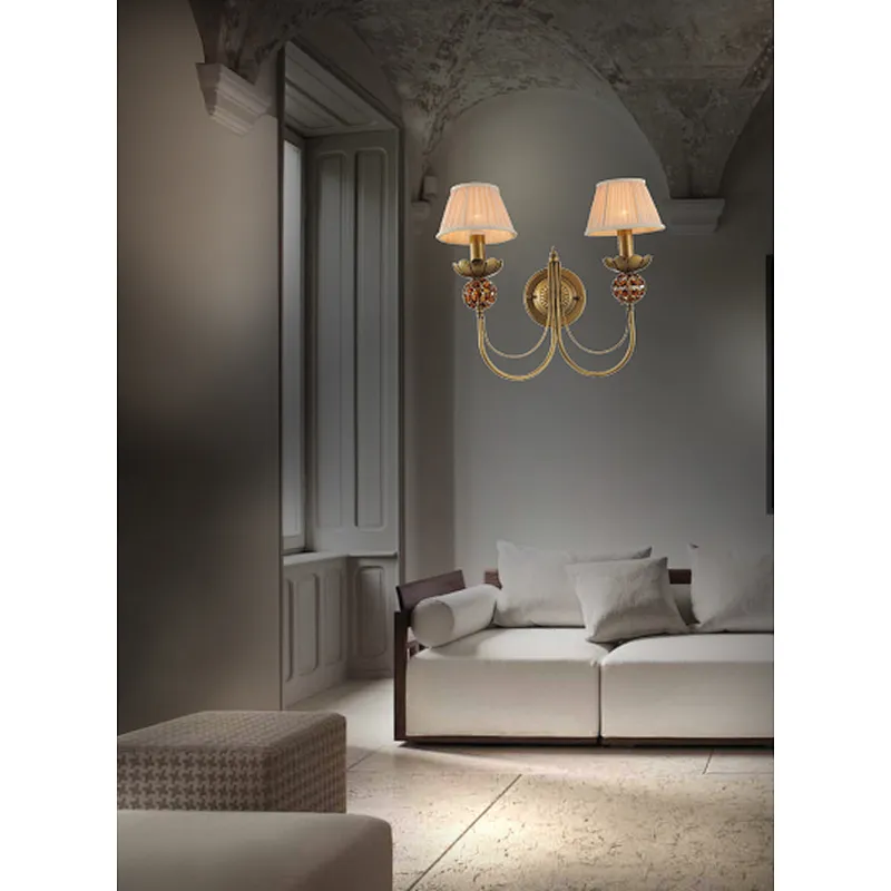 European traditional retro crystal wall lamp E14