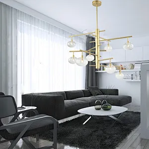 European Modern luxury elegant gold pendant light with glass shade beautiful high quality LED chandelier