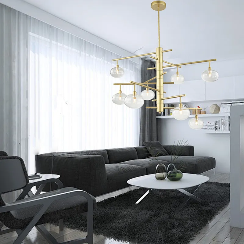 European Modern luxury elegant gold pendant light with glass shade beautiful high quality LED chandelier
