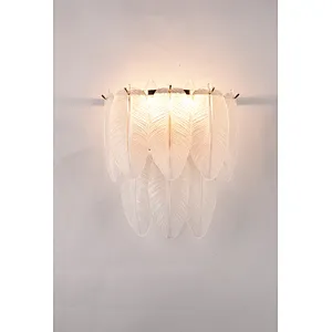 Italian style indoor modern glass feather wall lamp luxury