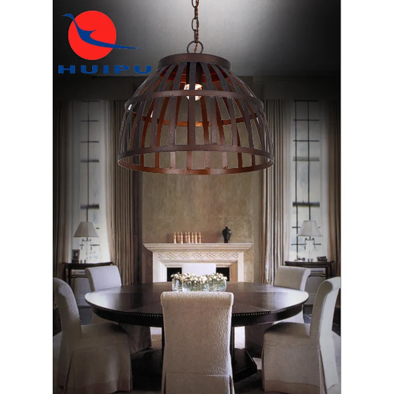 Nordic style retro metal cage painting pendant light E27