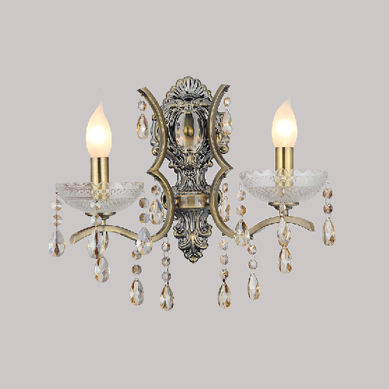 European traditional classic candle crystal wall lamp E14