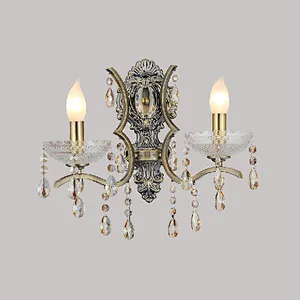 European traditional classic candle crystal wall lamp E14