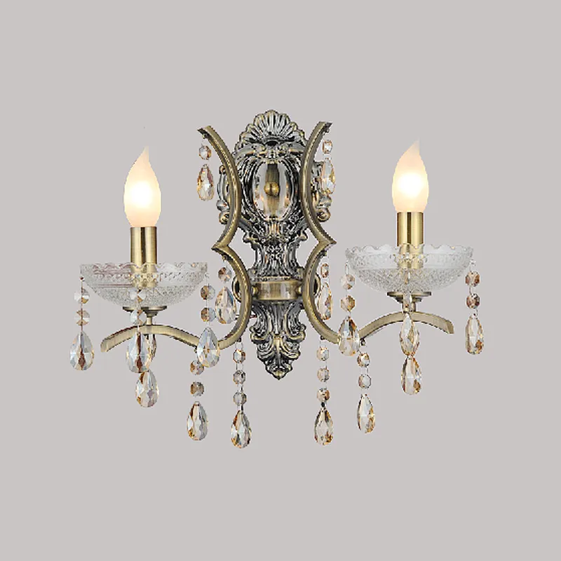 European traditional classic candle crystal wall lamp E14