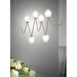 European modern contracted chrome wave pendant light glass