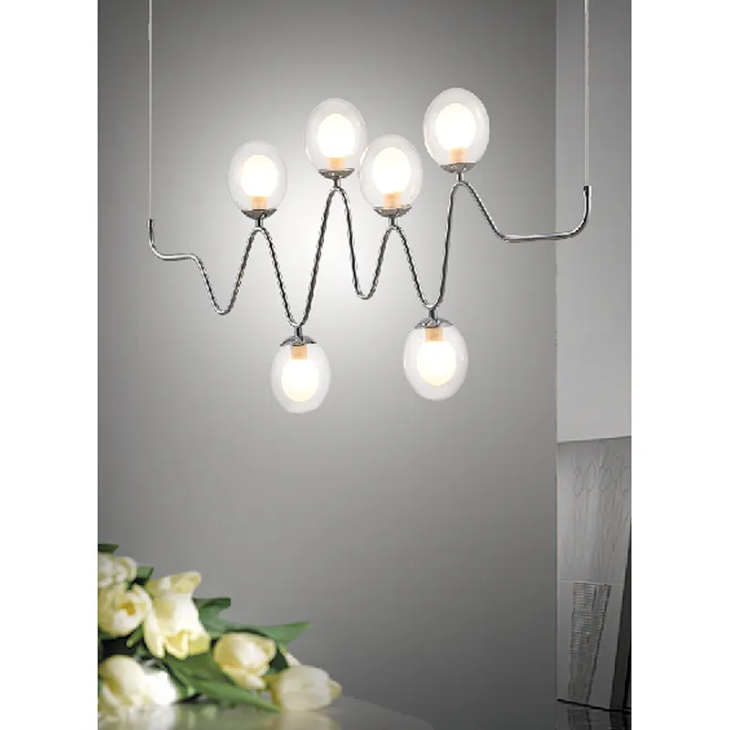 European modern contracted chrome wave pendant light glass
