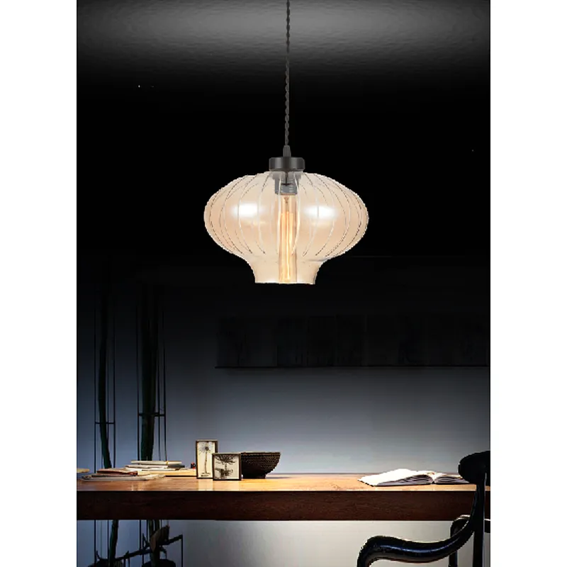 classic amber glass pendant light for kitchen dining