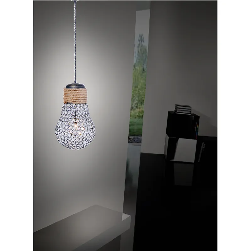 American vintage industrial crystal bulb pendant light