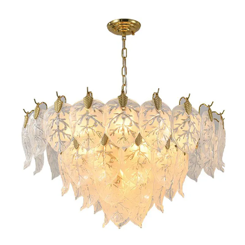 Italian-style modern chandelier luxury with large leaves living room glass chandelier