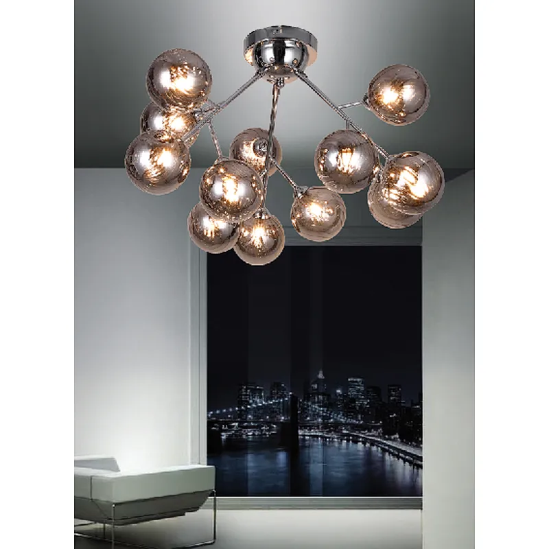 Nordic modern fashion ceiling lamp with smoke grey glass