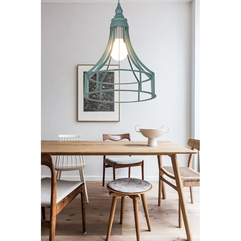 American industrial style green metal dining pendant light