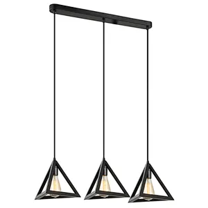 Chinese factory American style retro triangular pendant light black metal painting chandelier pendant lamp