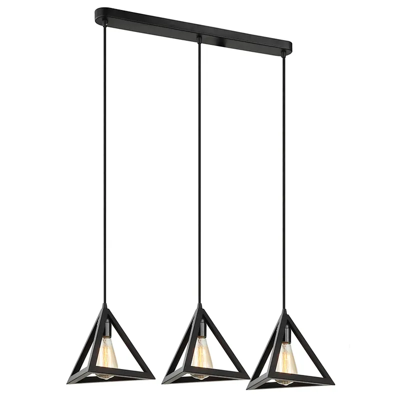 Chinese factory American style retro triangular pendant light black metal painting chandelier pendant lamp