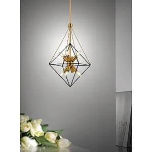 Industrial pendant light brass and black metal pendant lamp