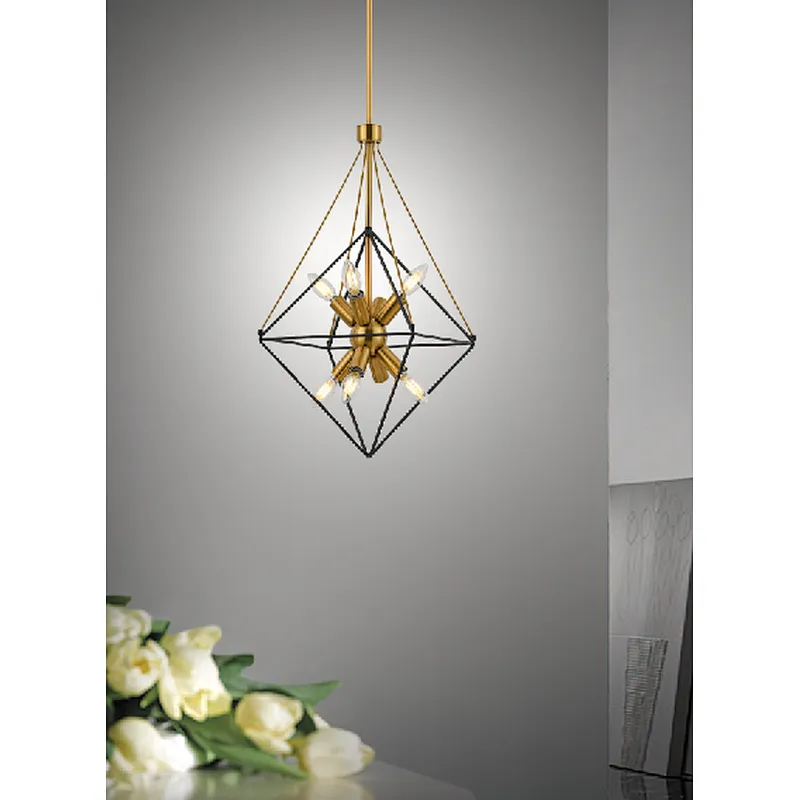 Industrial pendant light brass and black metal pendant lamp