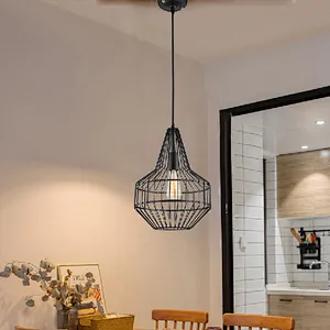 Industrial matte black  cage pendant light