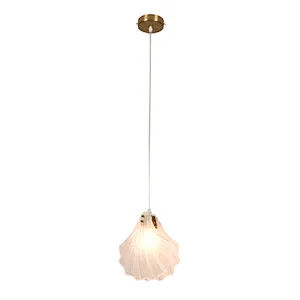 2023 Italian style modern luxury frosted pendant lamp with glass shell shade
