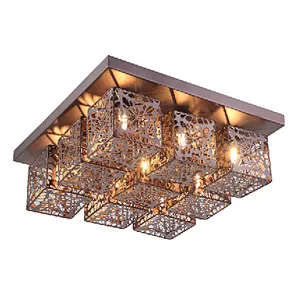 Industrial rustic brown flush mount ceiling light