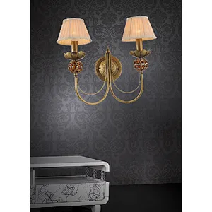 Nordic traditional  antique brass 2 lights wall lamp crystal